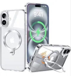 iPhone17 ケース MagSafe対応 クリア リング付き スタンド