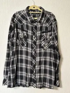 チェック柄長袖シャツ ブラック・ホワイト