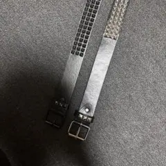 スタッズ付きブラックレザー ベルト セット