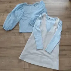 ワンピース　長袖　水色　セット売り　130cm