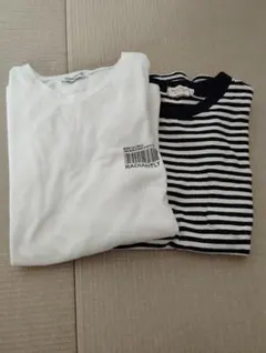 長袖Tシャツ2枚セット M ホワイト・ストライプ