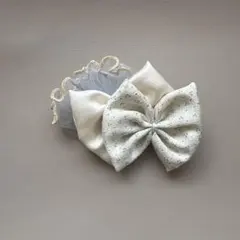 《442》七五三　髪飾りヘッドドレス　着物リメイク　白くすみカラー　アンティーク