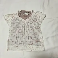 ドット柄Vネック重ね着風トップス 110
