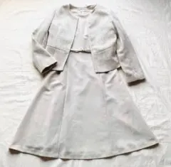 ナチュラルビューティーベーシック　スーツ Aラインワンピース　ツイードジャケット