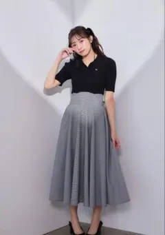 An mille ポロニットドッキングワンピース　ギンガムチェック