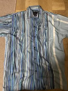 FUBU 青系ストライプ 半袖シャツ