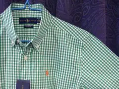 新品未使用　ラルフローレン　半袖　ボタンダウンシャツ　緑系　ギンガムチェック　S