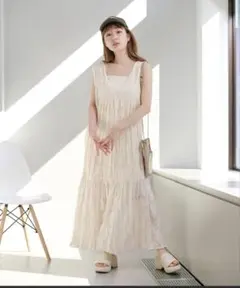 Kastane シアージャガードレースノースリワンピース　アイボリー　0のサムネイル