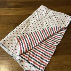 水玉×ストライプのリバーシブル　ダブルガーゼ生地 約28x 55cm はぎれ