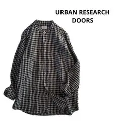 URBAN RESEARCH DOORS　リネンシャツ　ギンガムチェック　L