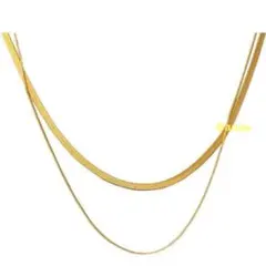 ネックレス 二連 スネークチェーン ゴールド サージカルステンレス 新品