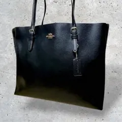 現行　コーチ　トートバッグ　モリー　シボ革　A4可　ビジネス　通勤　ブラック　黒