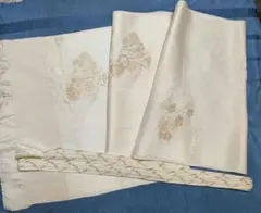 b 留袖用　礼装用　帯揚げと帯締めのセット　正絹　白　金