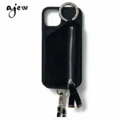 ajew ブラック 【ベロア、サテン素材】iPhoneケース12/12pro