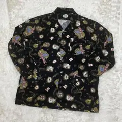 Schott アロハシャツ カジノ柄 総柄 レーヨン混オープンカラー 長袖M相当のサムネイル