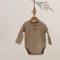 【最終値下】韓国子供服 リブボデイスーツ ロンパース　ベージュ  70㎝