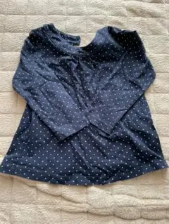 ドット柄 長袖トップス ベビー キッズ ネイビー