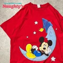 90s ディズニー ミッキーマウス ロング丈 Tシャツ レッド オーバーサイズ
