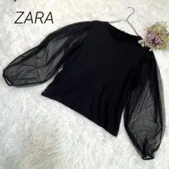 ザラ シアードット切替ボリュームバルーンスリーブトップス 異素材 オケージョン