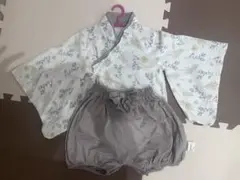 男の子袴ロンパース 子どもの日　着物　ボタニカル　90 綿100%
