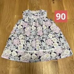 【美品】プティマイン　ワンピース　ノースリーブ　花柄　ベビー　90 女の子