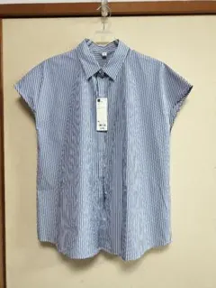 GU　ビジューボタンブラウス　65ブルー　XLサイズ　タグ付き新品未使用