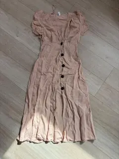 ZARA フロントボタン フリルスリーブ ワンピース ピンク S