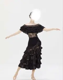 社交ダンスドレス 黒とピンク フリル付き s m L三つサイズあり - メルカリ