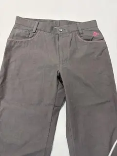 グレー スリムフィットパンツ ピンクステッチ