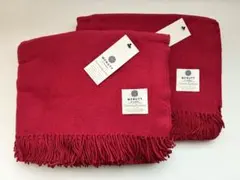 McNutt カシミア・メリノ スロー毛布　アイルランド製　赤2枚（未使用）