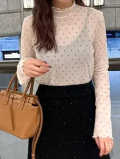 【SHEIN】シーイン ドット柄シアートップス