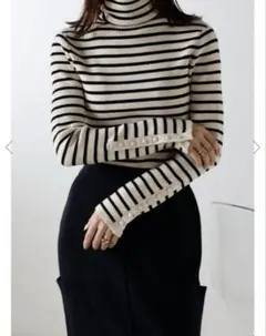 【匿名】 Bonjour Sagan くるみボタンハイネックリブニット