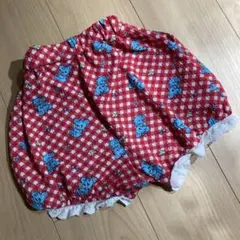 スイマー チェック柄 裾フリルパンツ　クマ