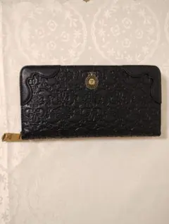 未使用ANNA SUI パテントレザーラウンドジップ長財布 濃紺 キー 