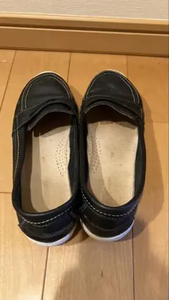 夏にいい！　ブラック レザー 厚底 スリッポンのサムネイル