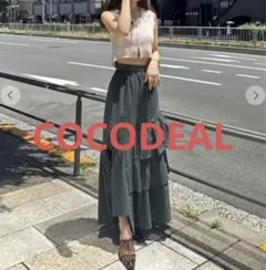 3/15まで【cocodeal】サッカーチェックアシメティアードスカート