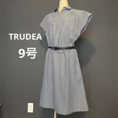 TRUDEA トルディア ストライプ柄 半袖シャツワンピース 9号のサムネイル