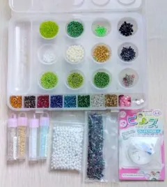 ビーズまとめ売り 手芸素材 パール ガラスビーズ テグス付