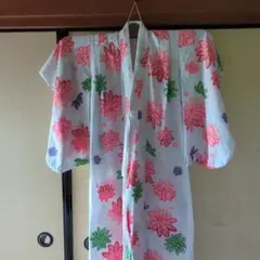 子供用　花柄浴衣 白地 赤 緑 紫