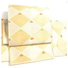 正絹 作り帯 袋帯 二重太鼓 煌めくゴールドとシルバーの菱格子紋様 季節を彩る
