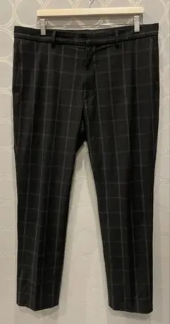 H&M ブラック　チェック　スラックス