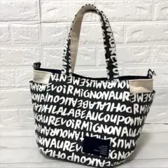 アルファベットロゴ　チューリップトートバッグ　ラウンドトートバック　ハンドメイド