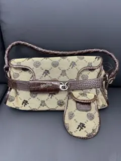 【ほぼ未使用】フォリフォリ モノグラム ハンドバッグ ミニポーチ付 シミ有のサムネイル