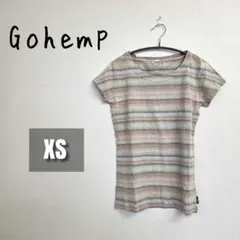 【美品】Gohemp ヘンプ混ボーダーTシャツ アースカラー レディース XSのサムネイル