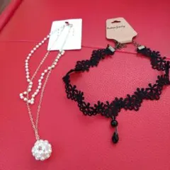 黒いレースフラワーチョーカー