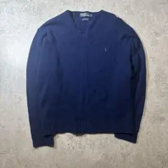 POLO by Ralph Lauren ラムウールVネック　ネイビー×グリーン