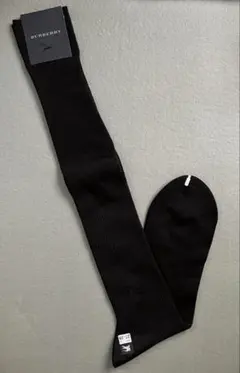 BURBERRY ロングホーズ　ハイソックス　黒　27~28cm 日本製　福助