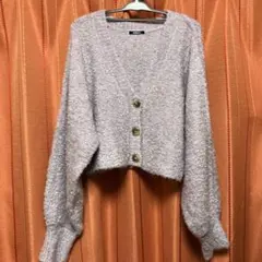 ナイスクラップ　ショート丈　ニットカーディガン　ピンク　クロップド