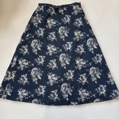 index フラワープリント フレアスカート ネイビー