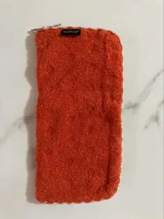 ドットPouch オレンジ水玉 タオルハンカチポーチ